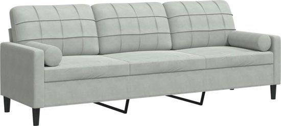 vidaXL 3-zitsbank met sierkussens 210 cm fluweel lichtgrijs