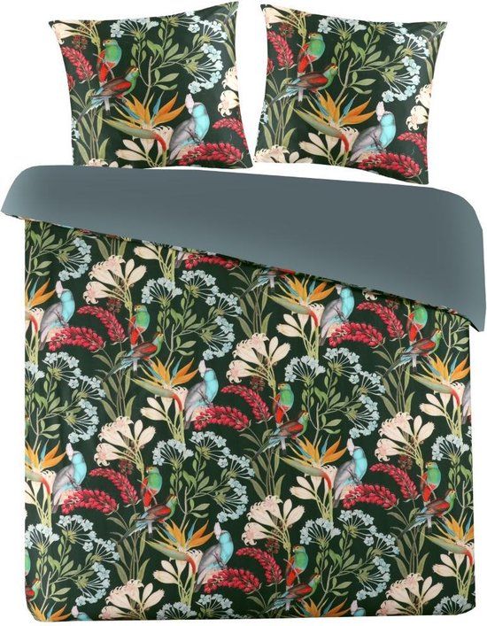 Papillon Helena Dekbedovertrek - Eenpersoons - 140x200/220 cm - Groen - Katoensatijn