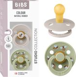 BIBS Colour Fopspeen - 0-6 mnd - 2-pack - Ronde - Mushroom/Sage