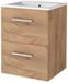 Basic-Line Start 46 Badkamermeubelset - 50 x 46 cm - Met Grepen - 2 Lades - Keramische Wastafel - 1 Kraangat - Whisky Oak