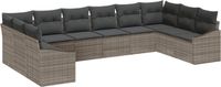 vidaXL Tuinbank Set 10 st Grijs Poly-rattan