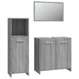 VidaXL Ensemble de meubles de salle de bain en 3 pièces, gris Sonoma, bois