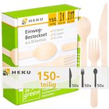HEKU be green wegwerpbestekset 150-delig van berkenhout