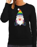 Bellatio Decorations foute kersttrui/sweater dames - Pride Gnoom - zwart - LHBTI/LGBTQ kabouter XS