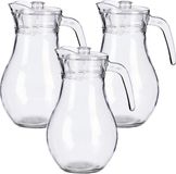 Vivalto Carafe à jus avec couvercle - 3x pièces - Verre - 1,8 Litre - Transparent