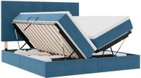 vidaXL LED-opbergbed met matras, donkerblauw, 200 x 200 cm, fluweel