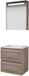 Basic-Line Premium 46 Badkamermeubelset - 60 x 46 cm - Greeploos - 2 Lades - Acryl Wastafel - 1 Kraangat - Spiegelkast met LED Verlichting - Scotch Oak
