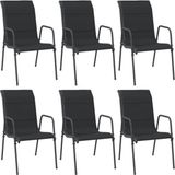vidaXL Fauteuils de jardin 6 pcs acier et textilène noir