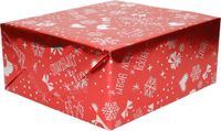 Bellatio Decorations Luxe papier d'emballage de Noël - Rouge Métallique - 3 Rouleaux