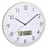 PromoHome Horloge mural analogique avec thermomètre et hygromètre numériques - Blanc - Ø 30.2 cm