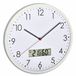PromoHome Horloge mural analogique avec thermomètre et hygromètre numériques - Blanc - Ø 30.2 cm