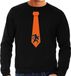 Bellatio Decorations Shoppartners Bv Zwarte fan sweater voor heren - oranje leeuw stropdas - Holland / Nederland supporter - EK/ WK trui / outfit S