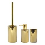 Spirella Badkamer accessoires set - WC-borstel/zeeppompje/beker - porselein - goud - Luxe uitstraling