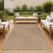 Tapis, adapté pour un usage intérieur et extérieur, avec un motif ondulé, polyvalent, couleur beige, dimensions : 120 x 160 cm