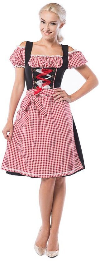 partychimp PartyXclusive Dirndl Dames Anne-Ruth rood/zwart (midi) Rood - L