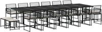 vidaXL 17-delige tuinset poly rattan noir - 6 places assises
