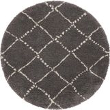 Mint rugs Rond hoogpolig vloerkleed Allure - donkergrijs/crème 120 cm