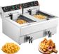 VEVOR 12lx2 Elektrische Friteuse RVS 3000w + 3000w