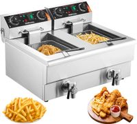 VEVOR 12lx2 Friteuse électrique Inox 3000w + 3000w