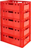 Kingpower 5 E2 Vleeskratten, Rood, Eurobox, Voedselveilig, Slagerskist, Opbergdoos, Plastic Bak, Stapelbaar, 60 x 40 cm