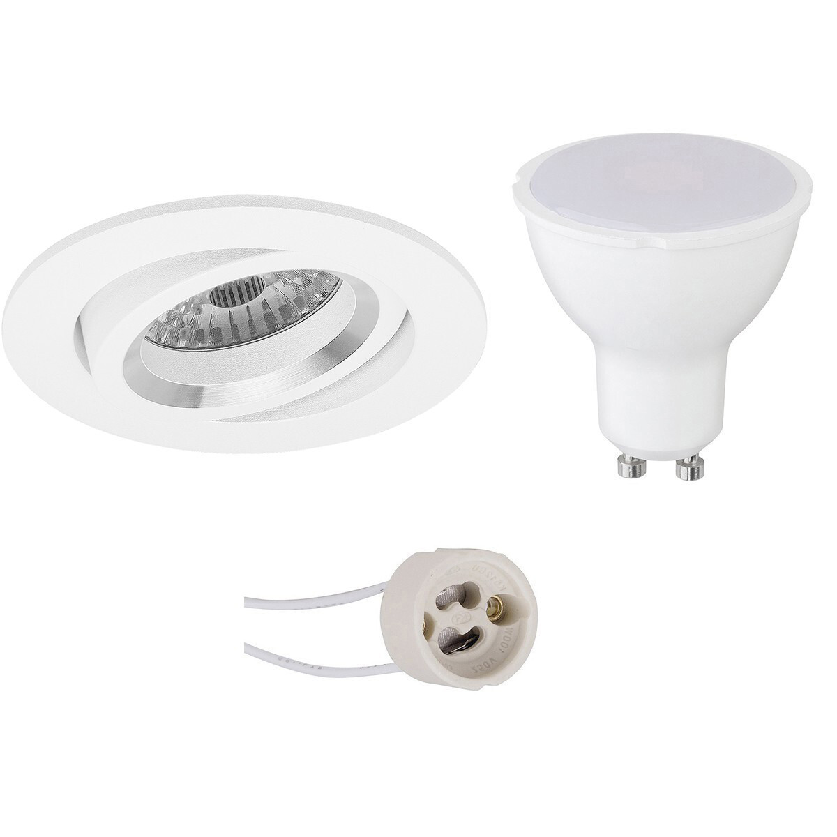 BES LED LED Spot Set - Pragmi Aerony Pro - GU10 Fitting - Inbouw Rond - Mat Wit - 4W - Helder/Koud Wit 6400K - Kantelbaar - Ã˜82mm