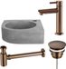 FortiFura Fuente fonteinset - 31.5x31.5x10cm - 1 kraangat - hoek - fonteinkraan koper - beton