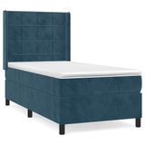 vidaXL Boxspringbed met matras, donkerblauw, 90x190 cm, fluweel
