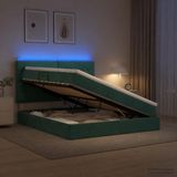 vidaXL LED Opbergbed met Matras Donkergroen 140 x 200 cm Fluweel