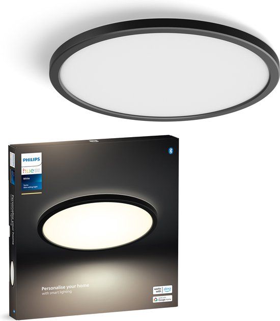 Philips Hue Tento Plafondlamp - Ø30cm - Zwart - Warm Wit Licht - LED - Dimbaar