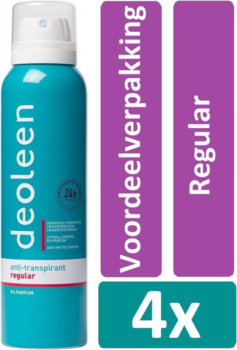 Deoleen Deodorant Spray 150 ml Regular 4 stuks Voordeelverpakking