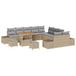 vidaXL Tuinbankset, 13-delig, 12 zitplaatsen, Beige, Poly-rattan