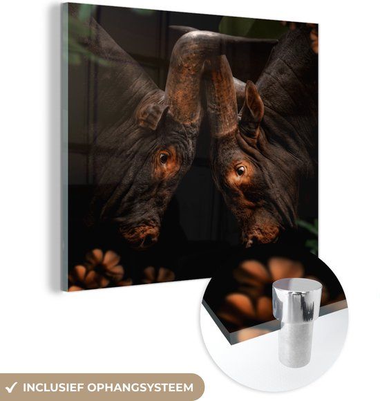 MuchoWow® Glass Painting 20x20 cm - Acrylic Glass Painting - Animals - Jungle - Cows - Photo on Glass - Paintings