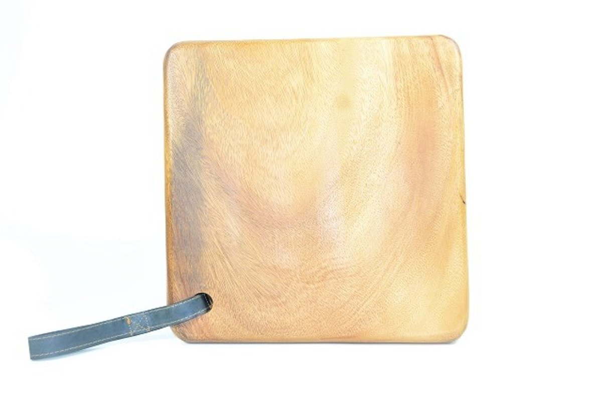 Kinta snijplank - acaciahout - met rubberen hengsel - 30 x 30 cm - fairtrade van