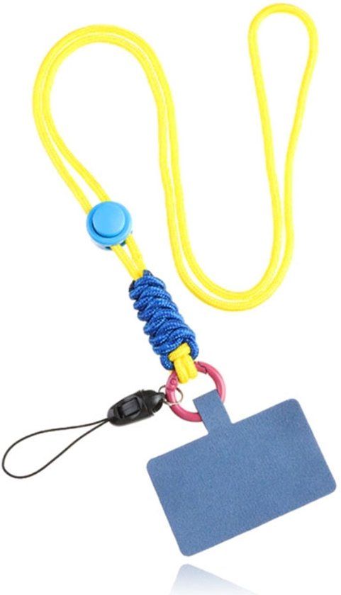 LGT JWLS Lookinggoodtoday Telefoonkoord Macramé met Telefoon bevestiging - Geel Blauw