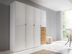 Armoire OTAMENDI 4 portes 5 tiroirs blanc neige/chêne artisan