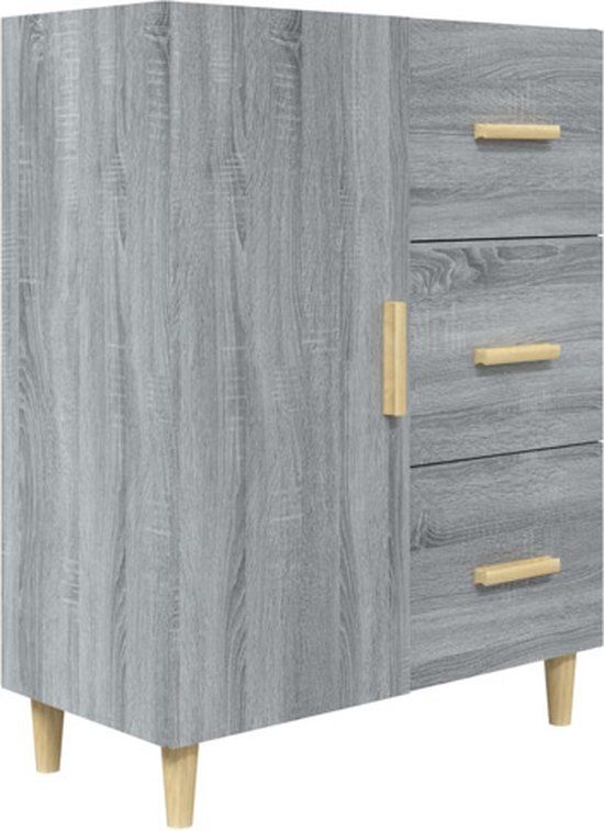 vidaXL Dressoir 69,5x34x90 cm bewerkt hout grijs sonoma eikenkleurig
