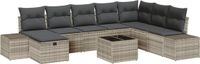vidaXL Tuinbank Set 9-delig Lichtgrijs Polyrattan