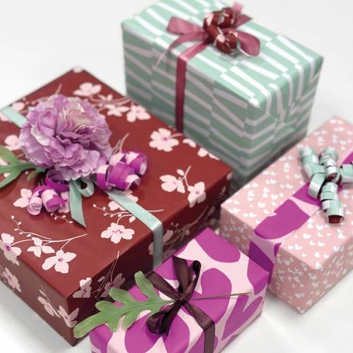 CollectivWarehouse x Wehkamp cadeaupapier - Minty Blossom (set van 3)