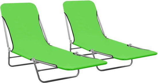 vidaXL Ligbedden inklapbaar 2 stuks staal en stof groen