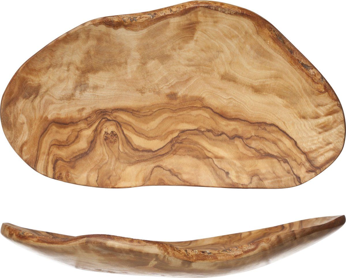 Cosy & Trendy Kleine Fruitschaal - Olijfhout - Plat - Ovaal - +- 23 cm