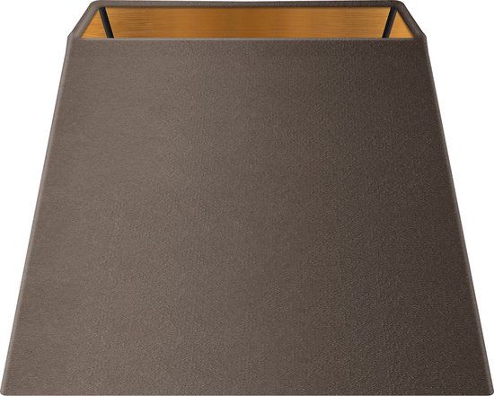 Home Sweet Home Fluweel Velvet Lampenkap Rechthoek Grijs + Goud Luxe Stijl 20 x 20 x 14 cm E27 Fitting