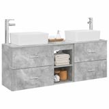 vidaXL Badkamerkast - set - 3 - st - Betongrijs - 136 - x - 35 - x - 80 - cm - Bewerkt - hout