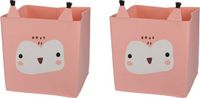 Merkloos Opbergmand Vilt Kinderkamer - 2x stuks - Dieren Thema Uil - Roze - 32 cm