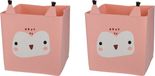 Merkloos Opbergmand Vilt Kinderkamer - 2x stuks - Dieren Thema Uil - Roze - 32 cm