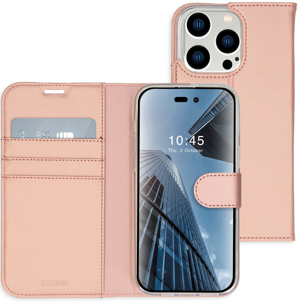 Accezz Wallet Case for iPhone 14 Pro Max - Rose Gold - Leatherette