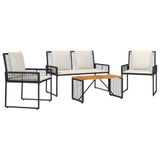vidaXL - Buitenmeubels - set - 4 - st - Zwart - en - Crème - Wit
