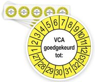 Keuringsstickers Ricard Keuringsstickers VCA 2027 | 50 stuks, Ø 35 mm | Buiten Geel