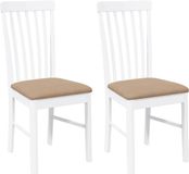vidaXL Eetkamerstoelen met kussens 2 stuks massief hout rubber wit