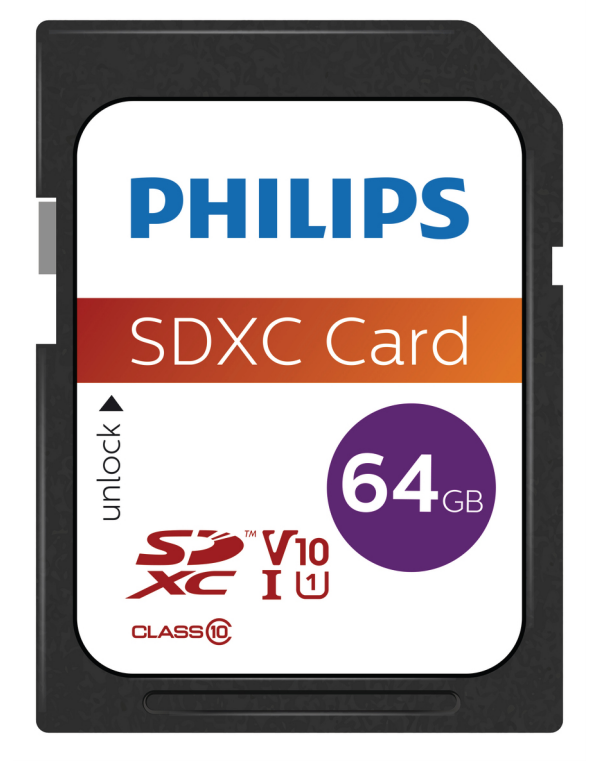 Philips SDXC 64GB - FM64SD55B/00 - Class 10 - 80 MB/s