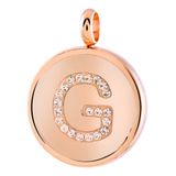 Lucardi Dames Gerecycled just.d stalen hanger roseplated letter kristal - Hanger - Staal - Rosékleurig